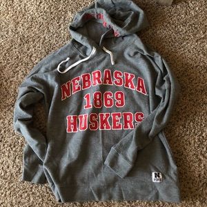 Pink brand XS Nebraska cornhuskers grey hoodie.